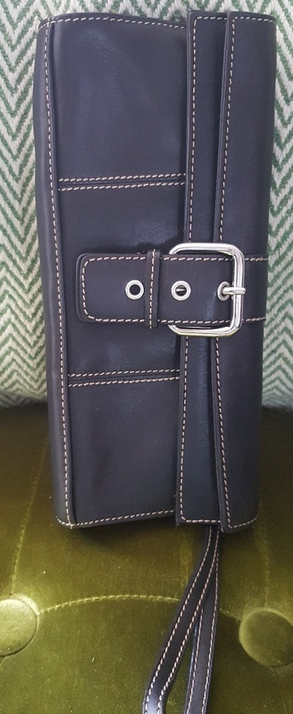 Black Leather Clutch Wristlet - Picture 2 of 3